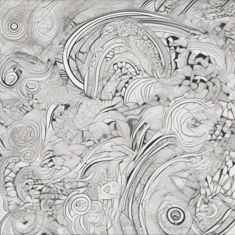 Abstract Doodle Patterns Coloring Page