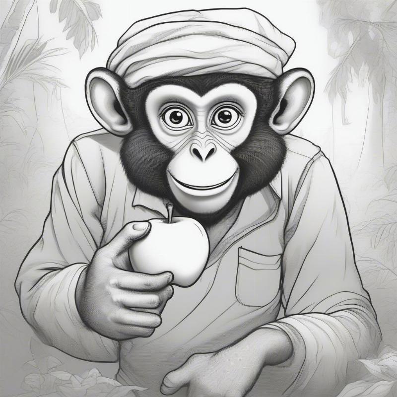 Abu the Monkey Coloring Page