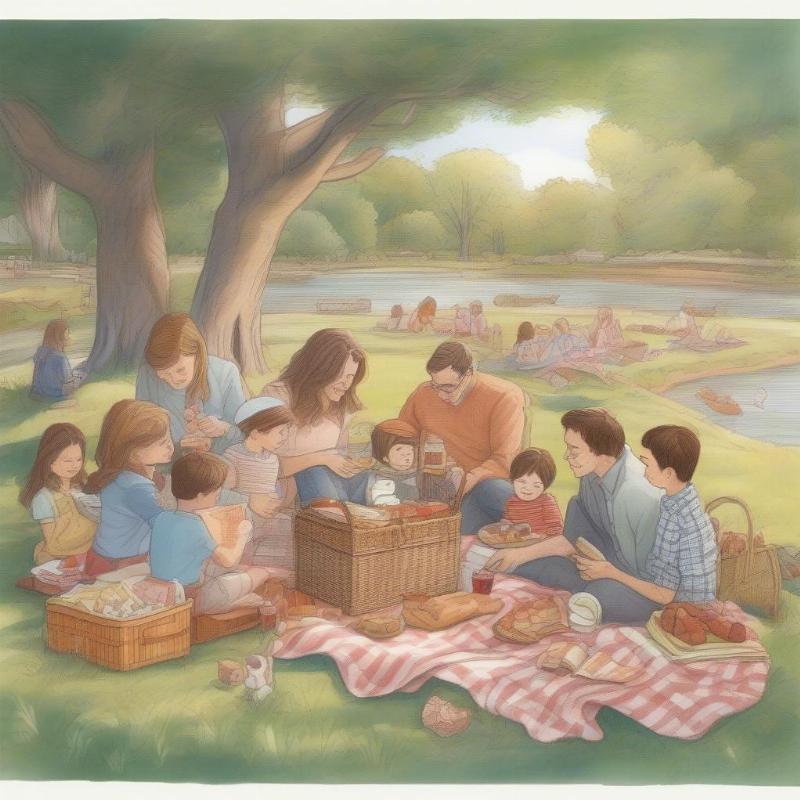 Arthur's Family Enjoying a Picnic: A Detailed Coloring Scene