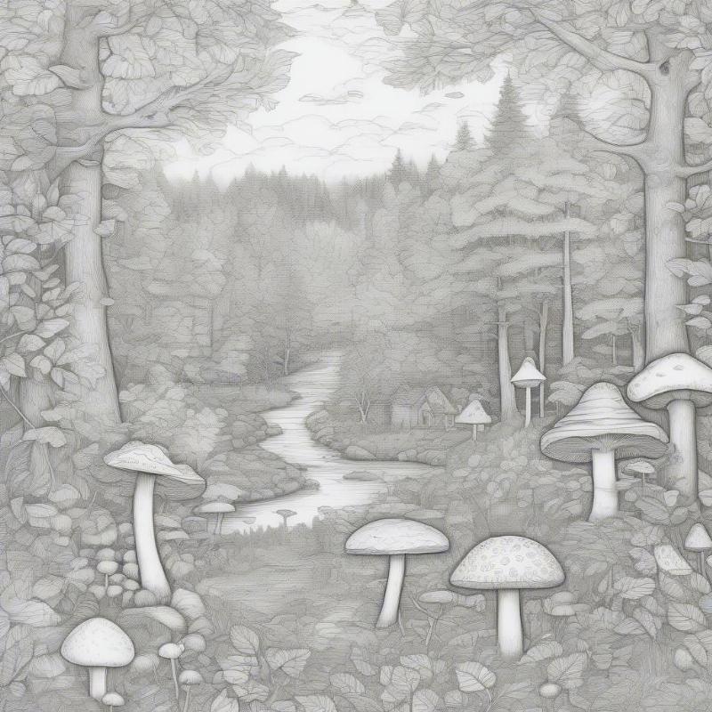 Autumn Doodle Forest Scene Coloring Page