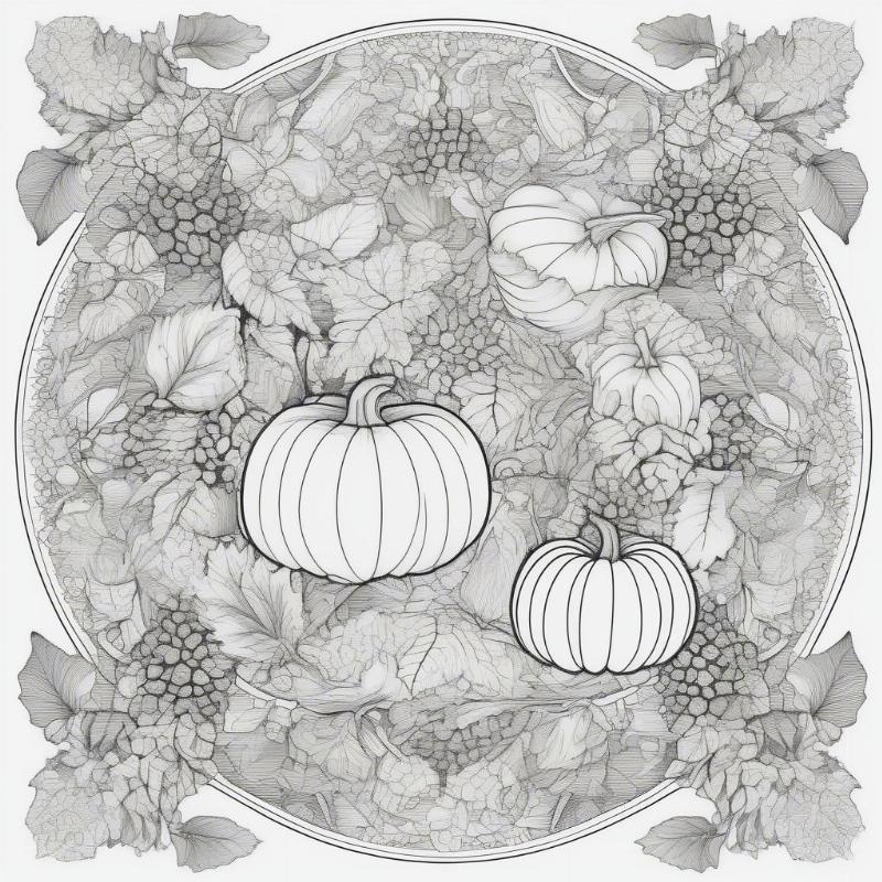 Autumn Doodle Pumpkin Mandala Coloring Page