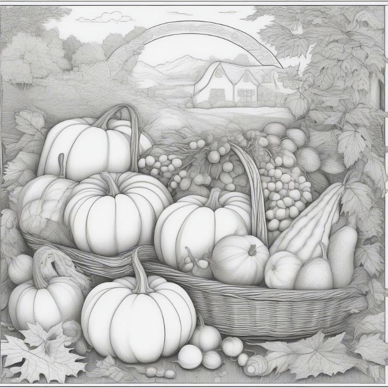 Detailed Autumn Harvest Coloring Page