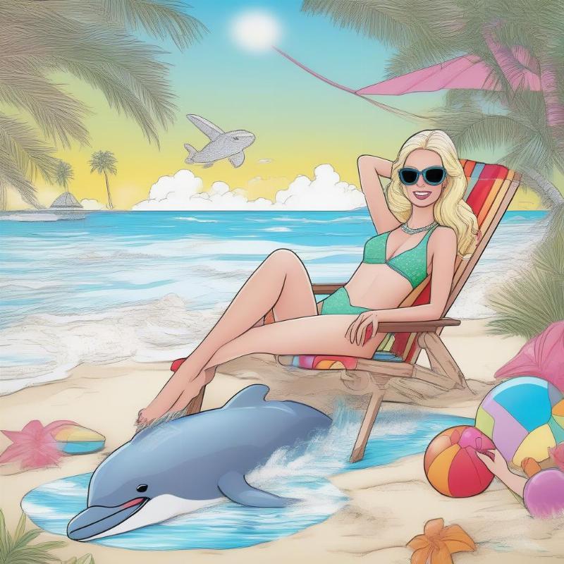 Barbie Beach Vacation Coloring Page