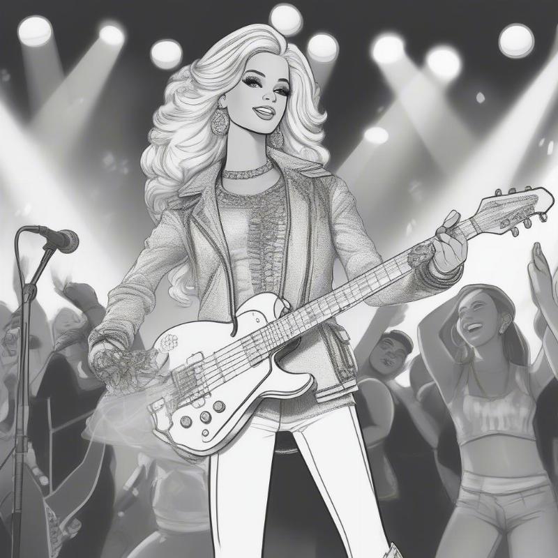 Barbie Rockstar Coloring Page