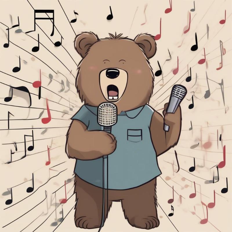 Bear Singing a Song Coloring Page