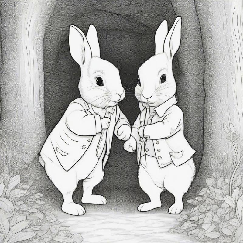 Benjamin Bunny and Peter Rabbit Coloring Page