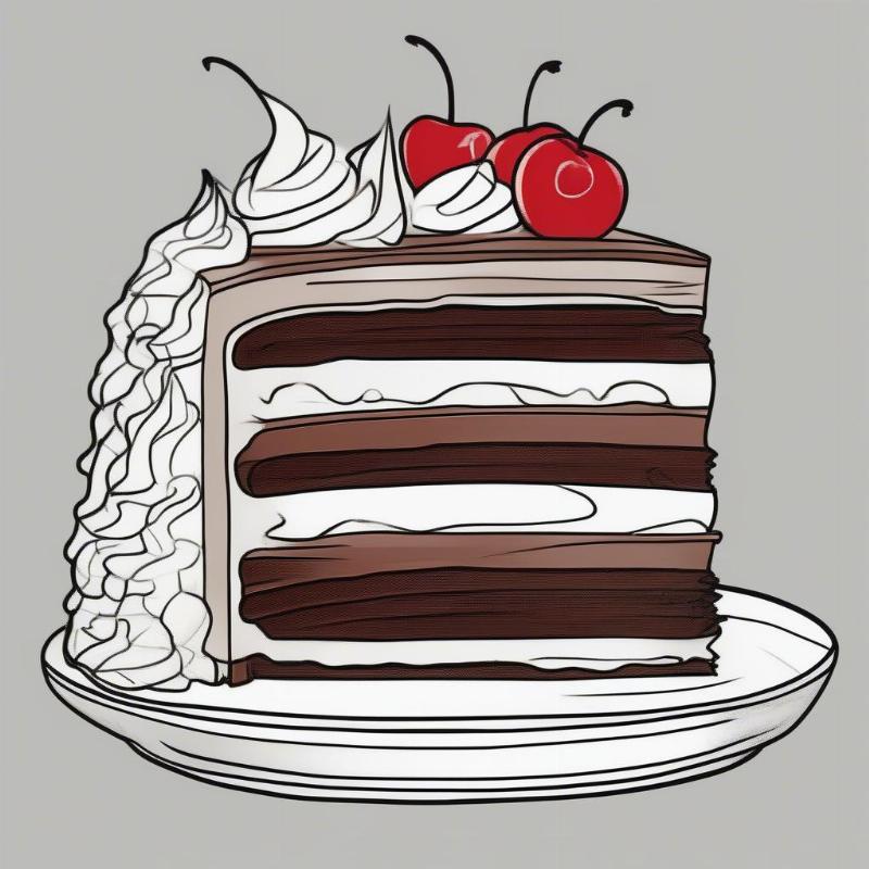 Delicious Black Forest Cake Coloring Page: A Sweet Treat for Your Creativity