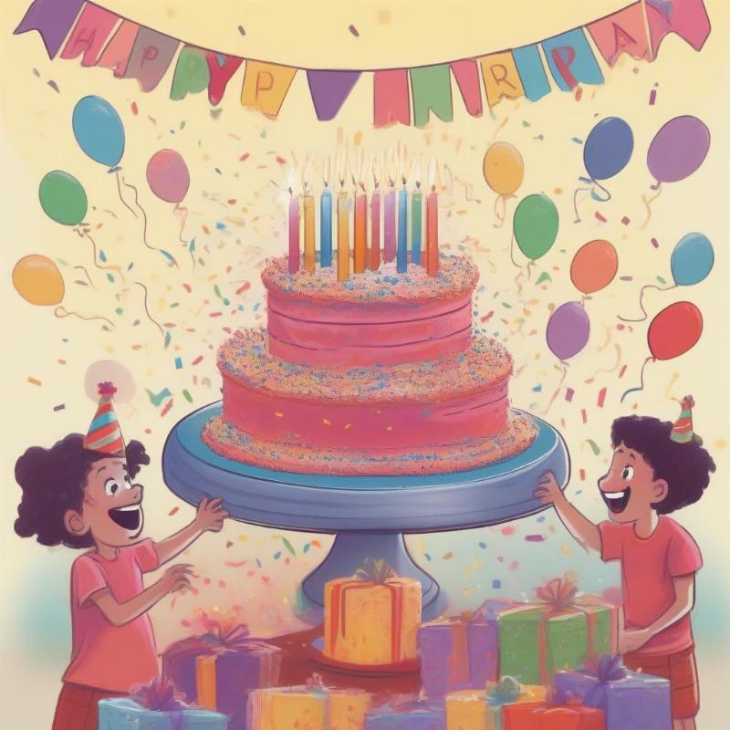 Blowing Out Candles Birthday Cake Coloring Page