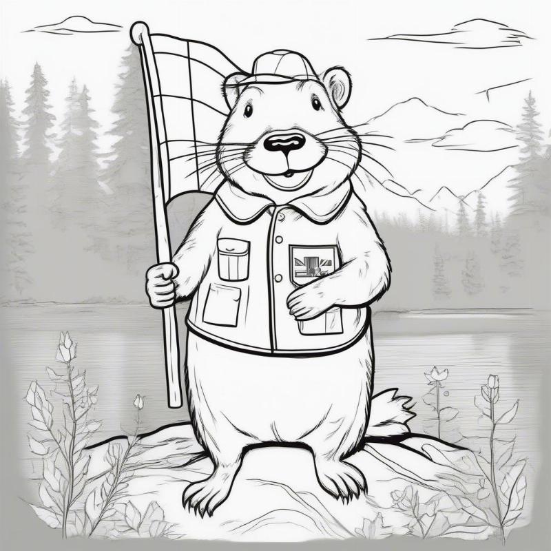 Canada Day Beaver Coloring Sheet