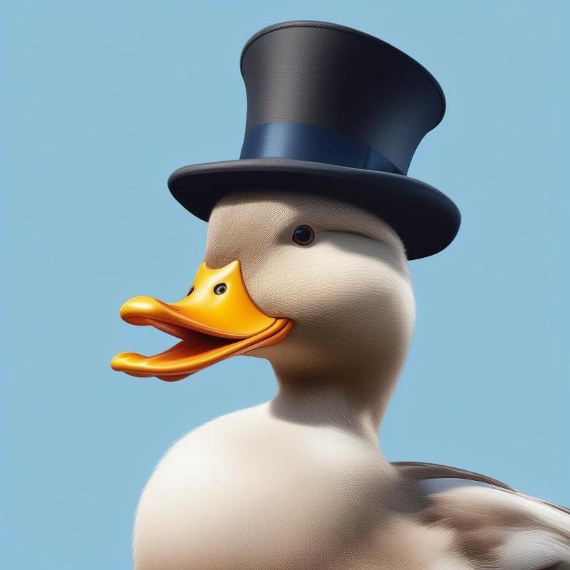 A comedic cartoon duck in a top hat, inspiring fun and creativity.