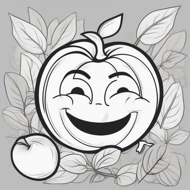 Cartoon Peach Coloring Page