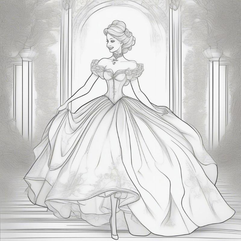 Cinderella Dressed for the Ball Coloring Page