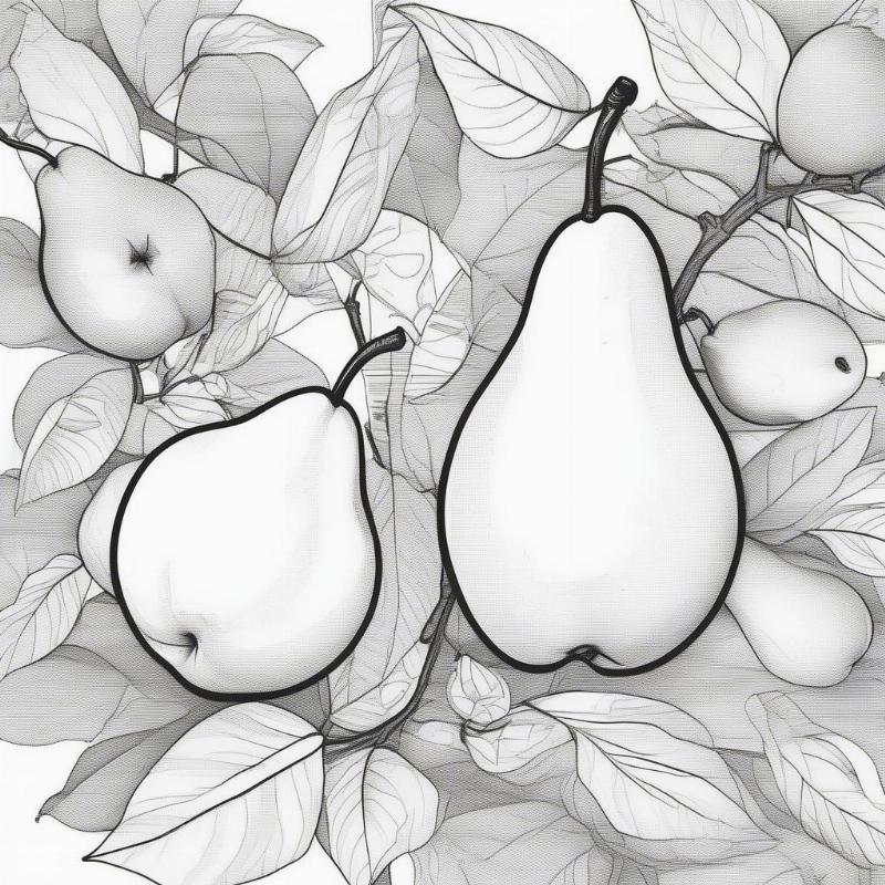 Collection of Pear Coloring Pages