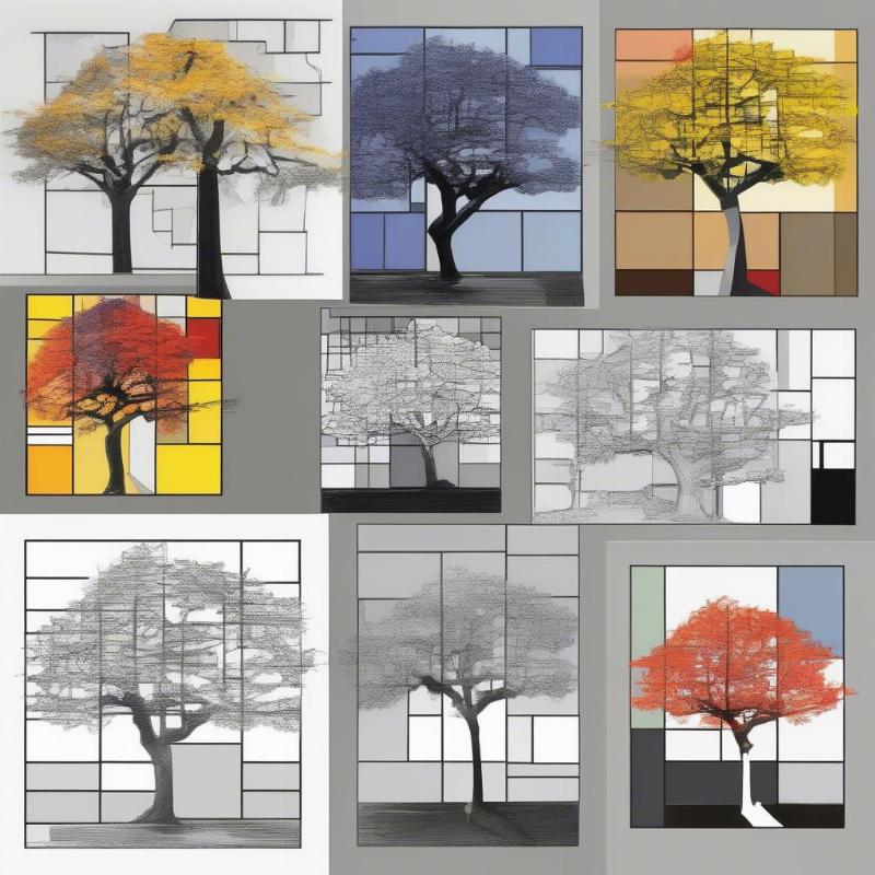 Colored Gray Tree by Piet Mondrian Examples