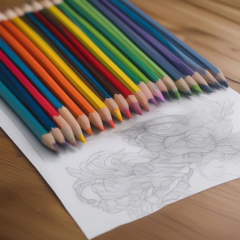 Colored Pencils and Paper for The Swing Coloring