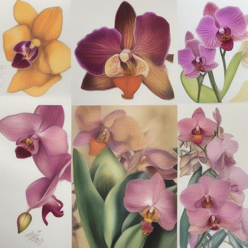 Coloring Orchids with Different Mediums