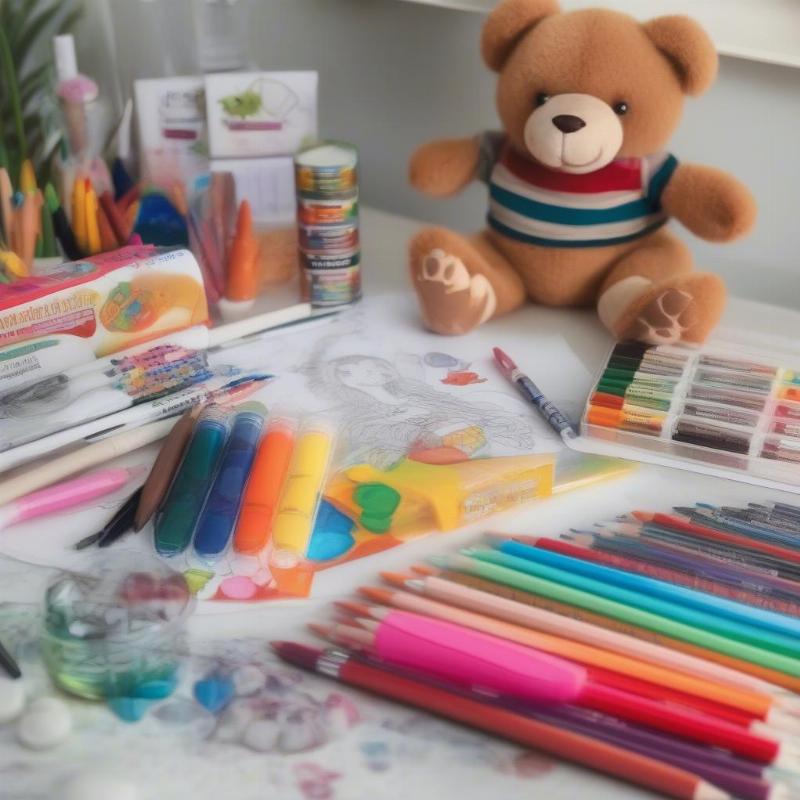 Coloring Supplies for Teddy Bear Page