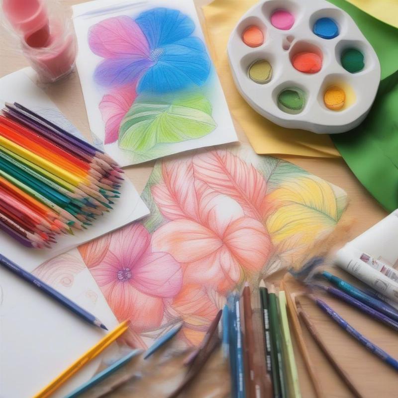 Coloring Supplies for Tropical Flower Coloring Pages