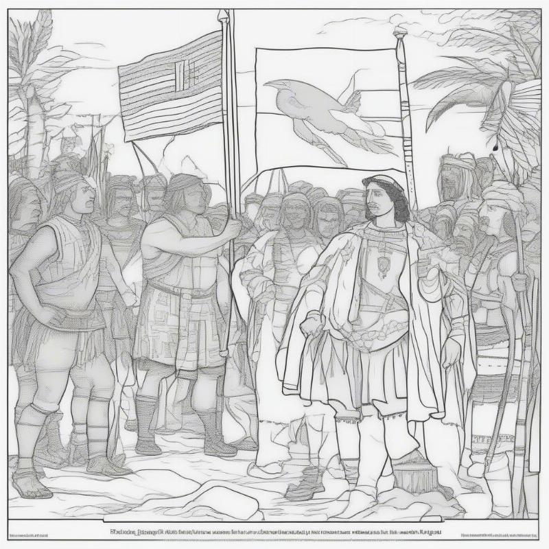 Columbus Landing Coloring Page