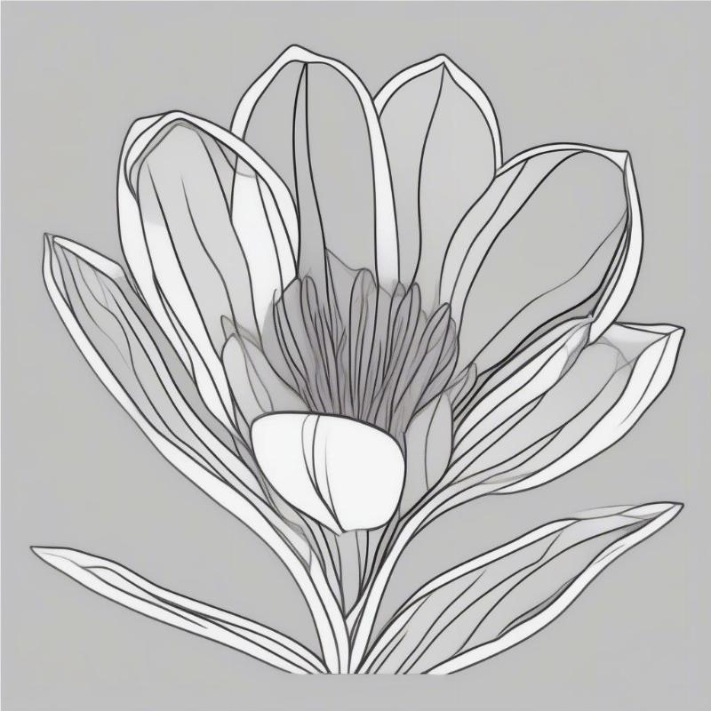 Simple Crocus Outline Coloring Page