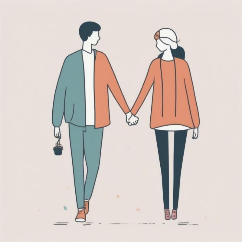 Cute Couple Holding Hands Coloring Page