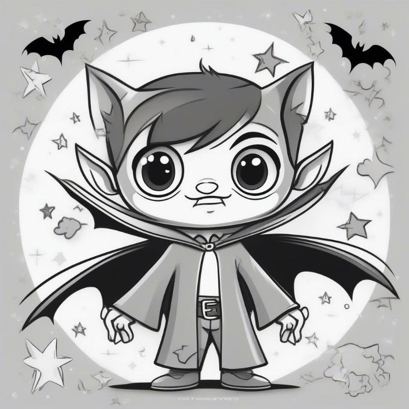 Cute Vampire Coloring Page - Friendly Fanged Face