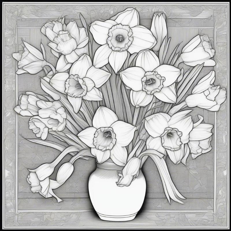 Daffodil Bouquet Coloring Page