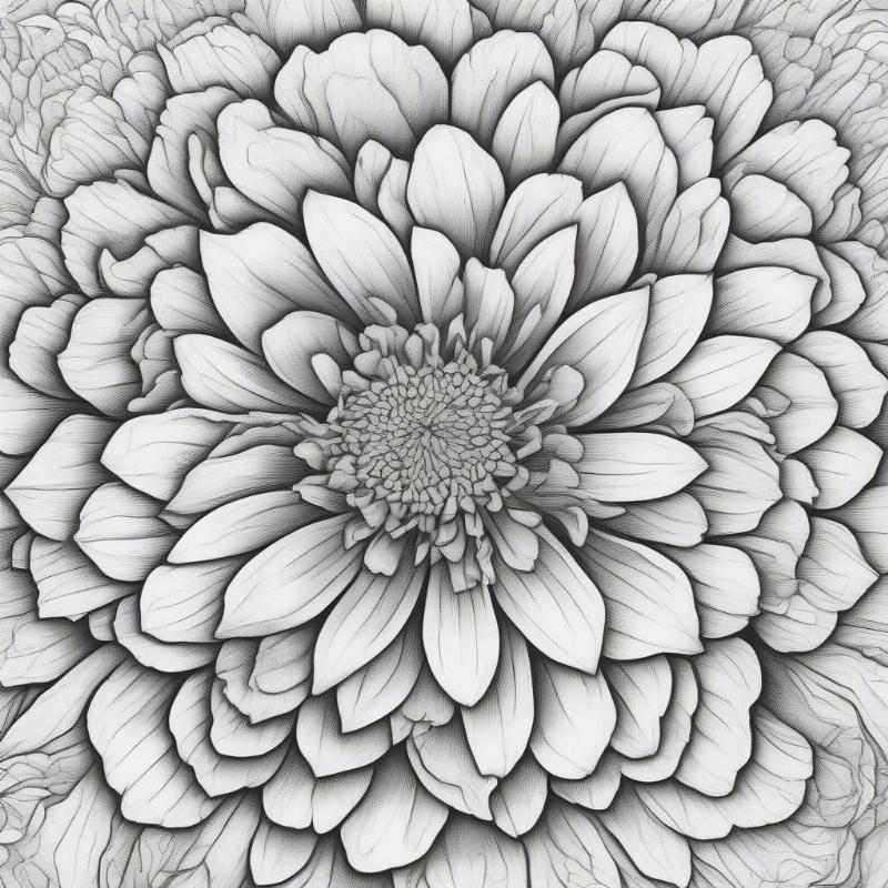 Intricate Marigold Coloring Page for Adults