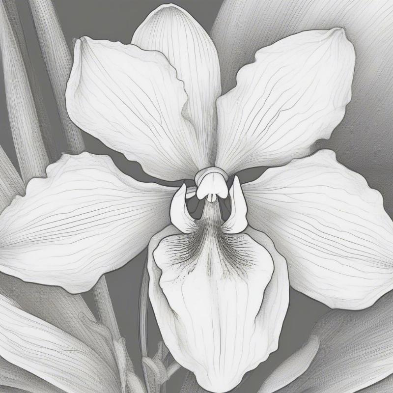 Detailed Orchid Coloring Page