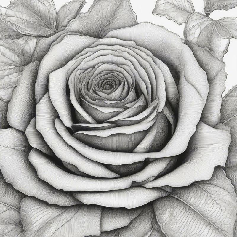 Detailed Rose Coloring Page