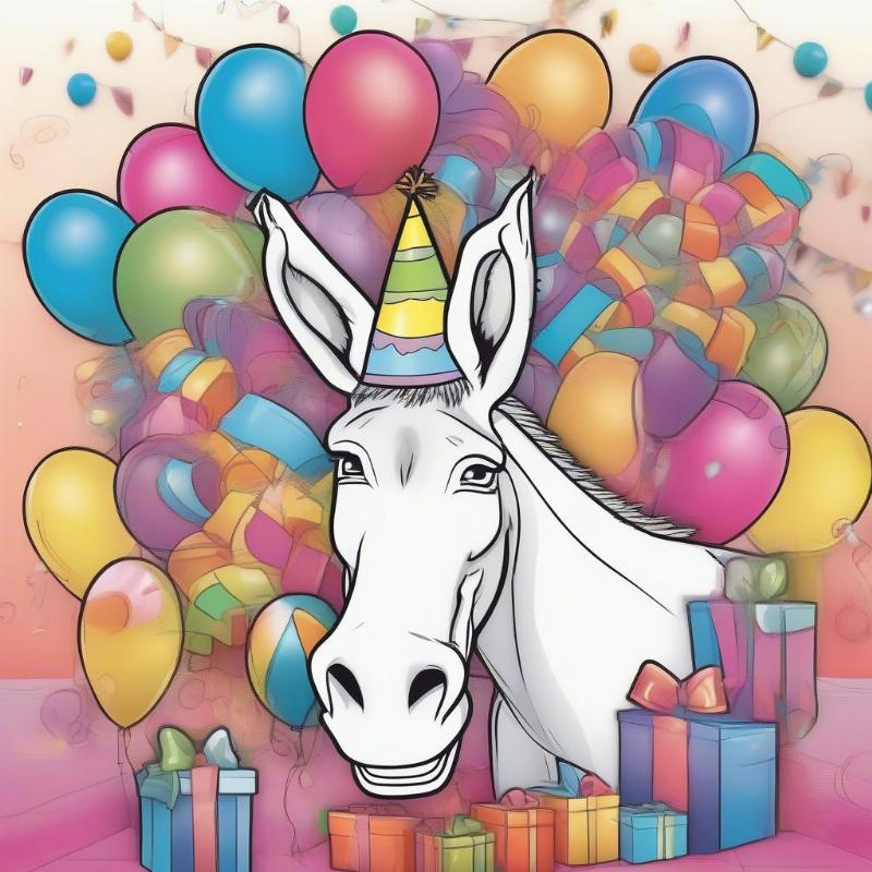 Donkey Coloring Page Birthday Party