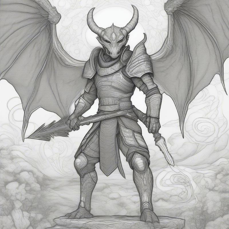 Dragonborn Fighter Aliens Coloring Page