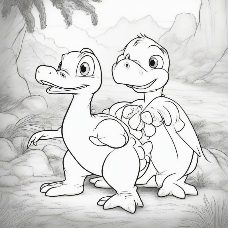 Ducky and Spike Coloring Picture