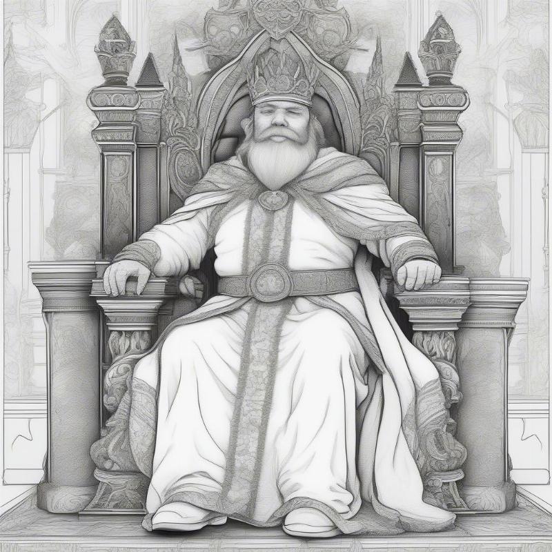 Majestic Dwarf King Coloring Sheet