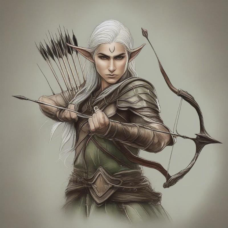 Brave Elf Warrior Coloring Page