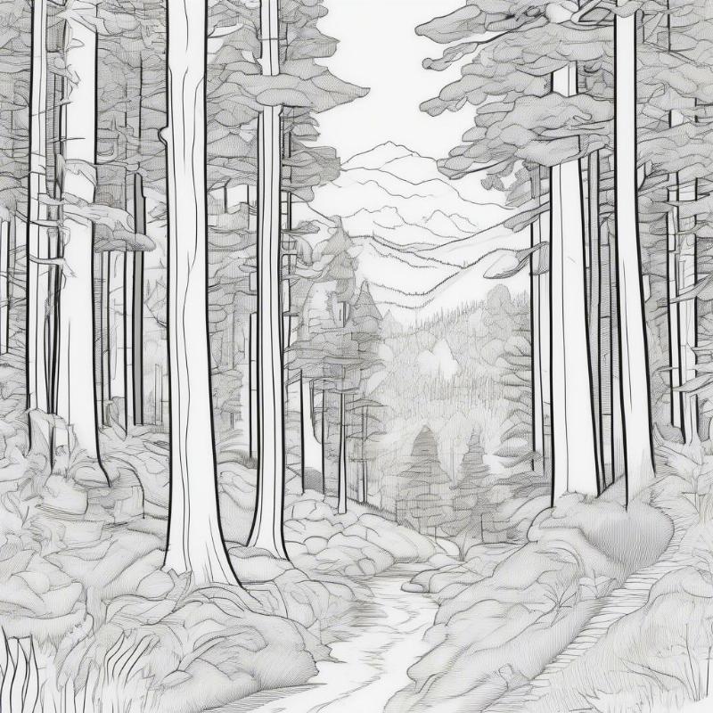 Simple Emily Carr Forest Coloring Page with Trees