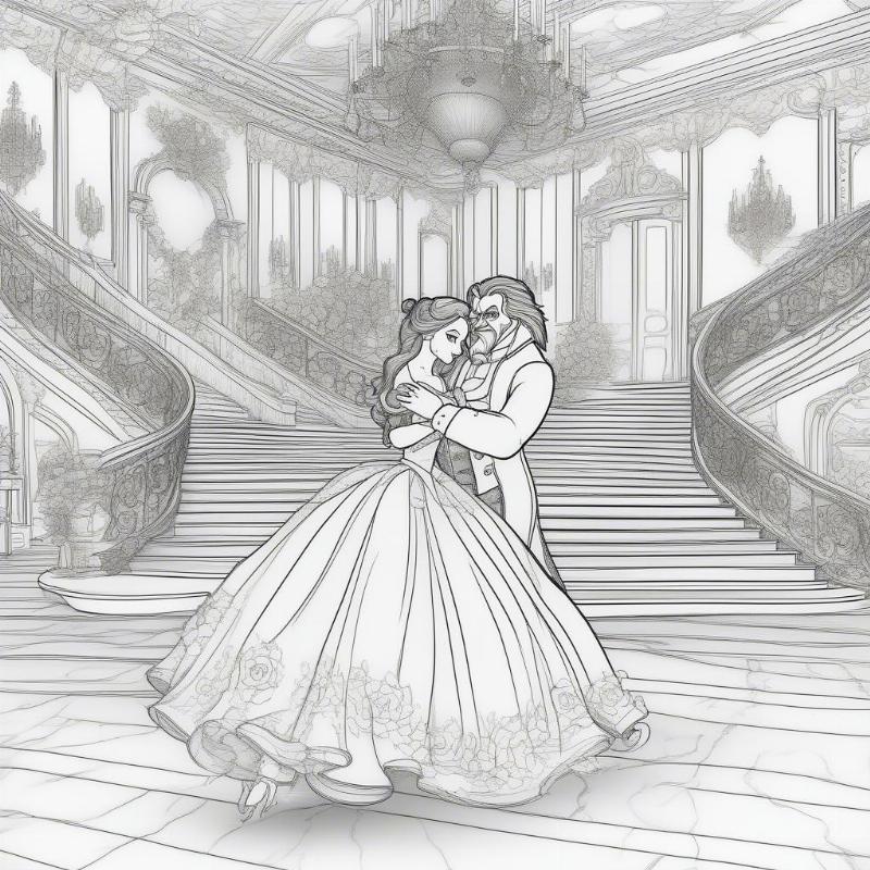 Beauty and the Beast Coloring Sheet