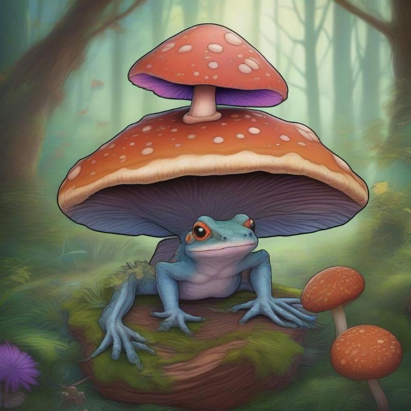 Colorful fantasy newt in a whimsical forest