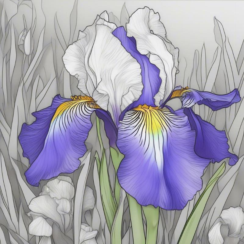 Finished Irises Coloring Page Example