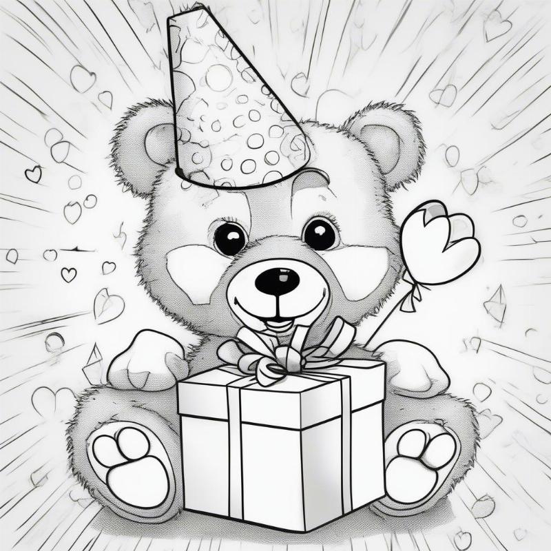 Five Year Old Birthday Teddy Bear Coloring Page