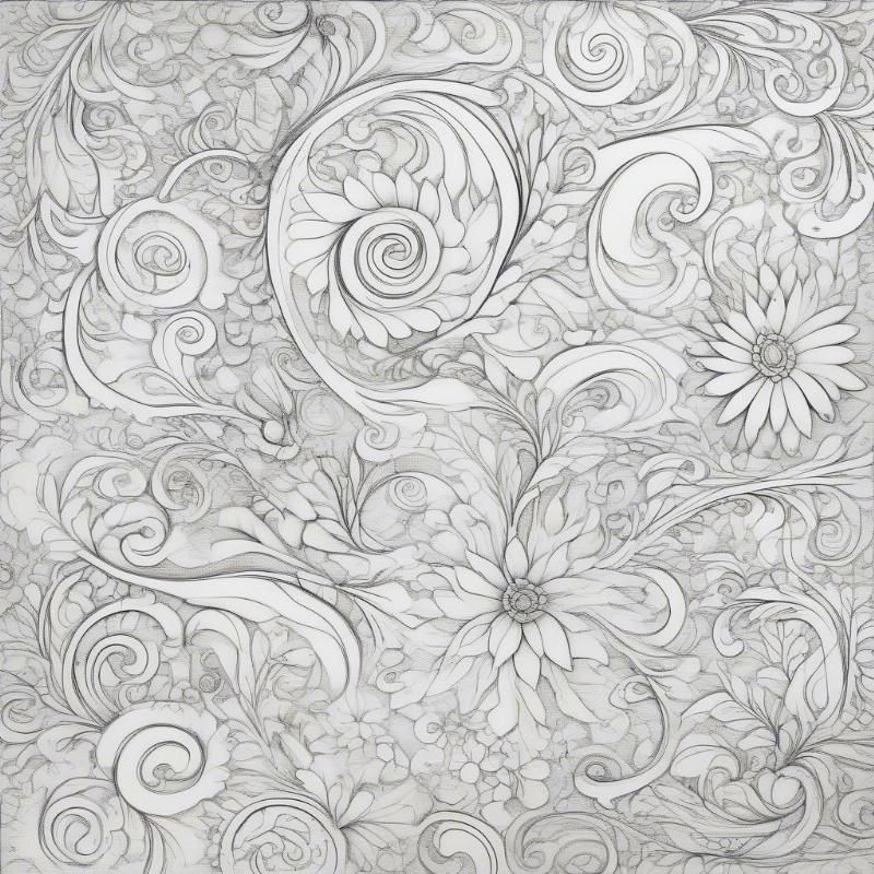 Floral Swirl Doodles Advanced Coloring Page