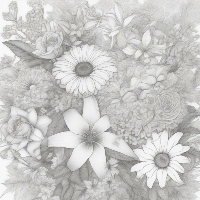 Summer Bouquet Flower Word Art Coloring Page