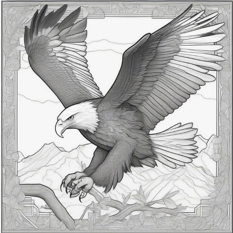 Fourth of July Coloring Page Bald Eagle