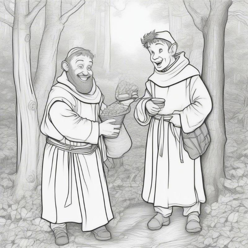 Friar Tuck and Little John Coloring Page