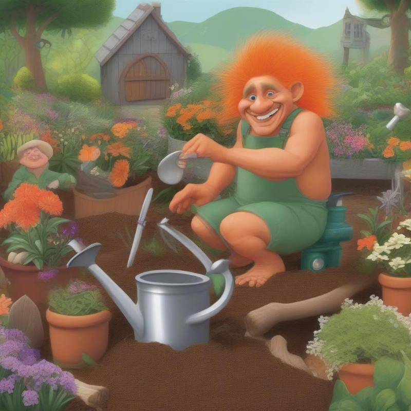 Gardener Troll Planting Seeds Coloring Page