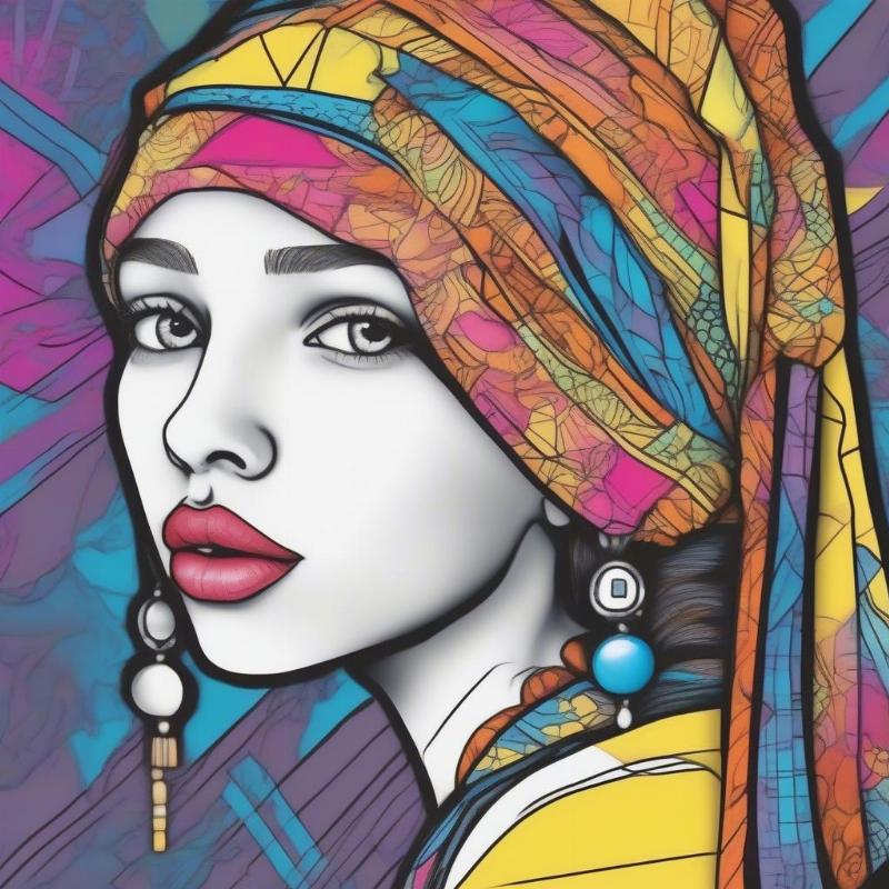 Girl with a Pearl Earring Coloring Page - Modern Interpretation