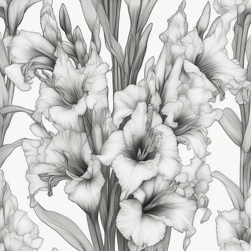 Gladiolus Bouquet Coloring Page