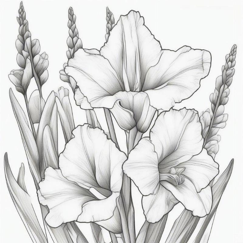 Simple Gladiolus Coloring Page for Kids