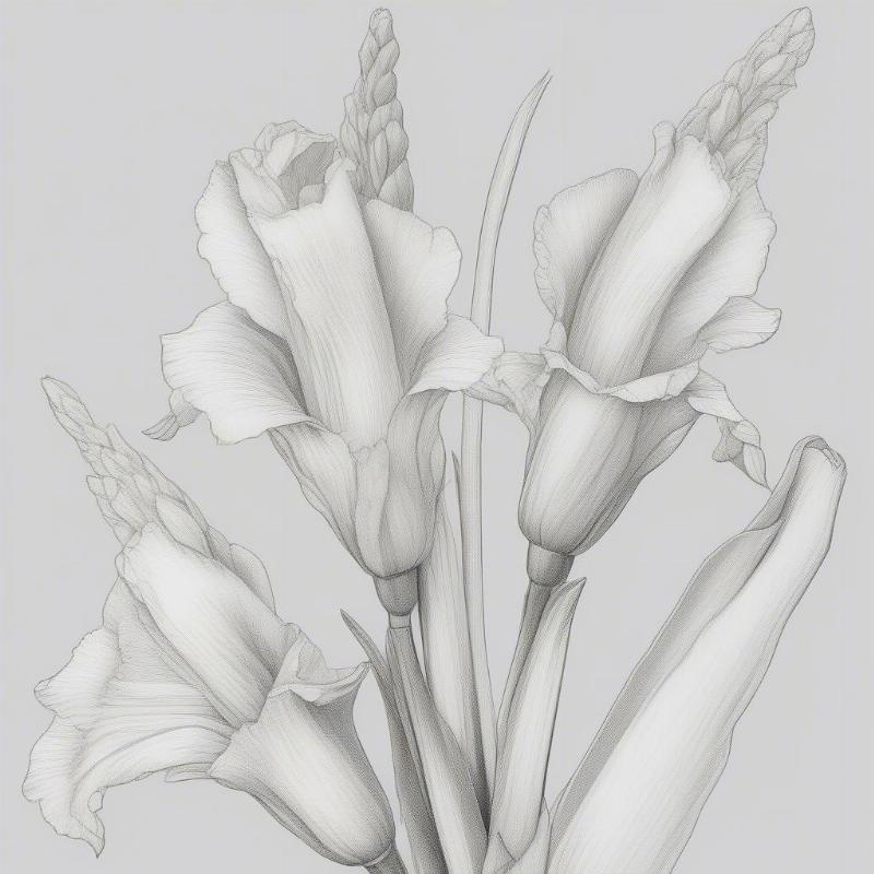 Single Stem Gladiolus Coloring Page