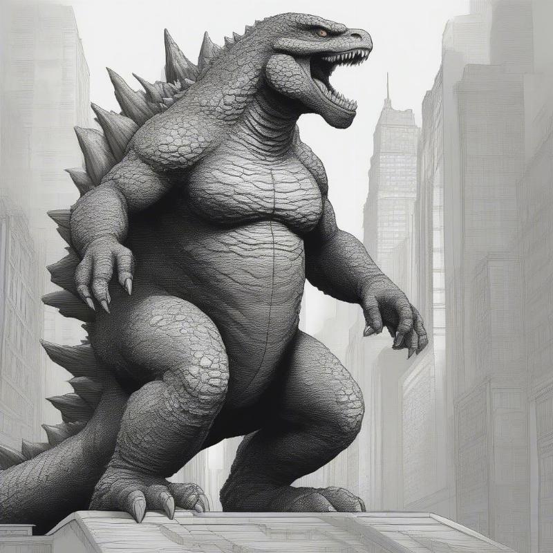 Godzilla Classic Pose Coloring Page